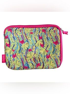 Lilly Pulitzer Tropical Floral Tablet iPad Zipped Case Pouch Pink Green‎ Travel